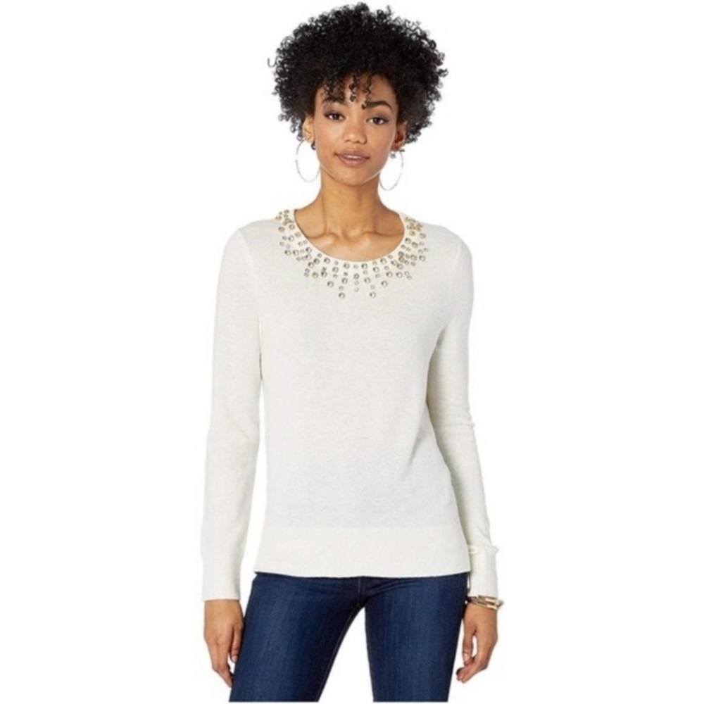 Lilly Pulitzer Odetta White Crystal Sweater, Size XL